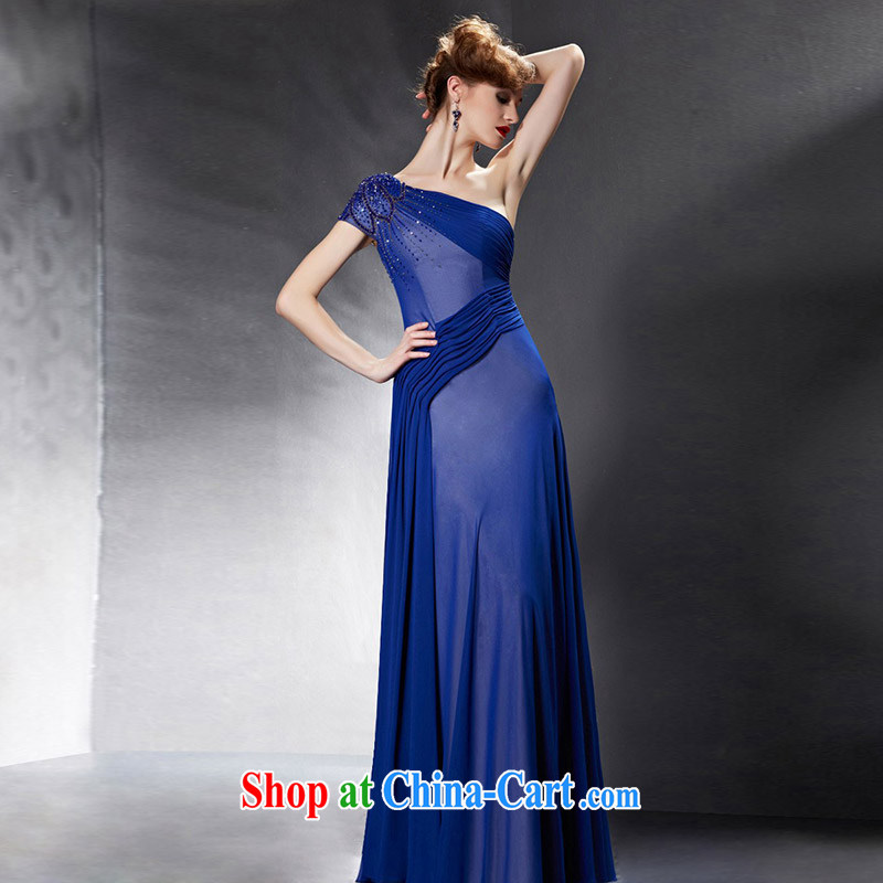 Creative Fox Evening Dress 2015 new graphics thin evening dress blue bridal wedding dress long single shoulder evening dress uniform toast presided over 30,639 dresses picture color XXL, creative Fox (coniefox), online shopping