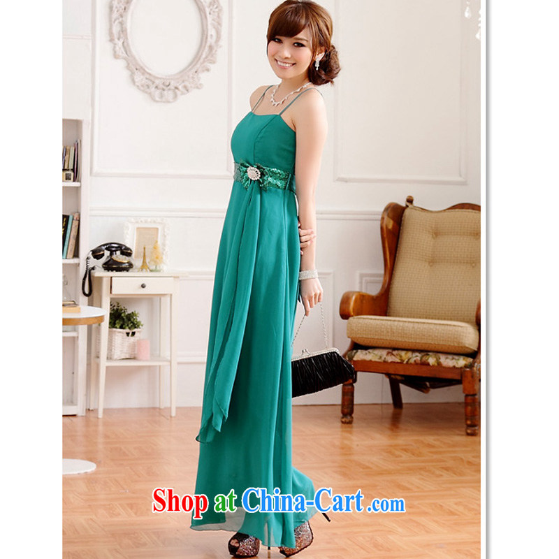 An Philippines and the United States The United States and Europe style pretty light drill waist Buckle Straps long version, how long will the Evening Dress bridesmaid sister snow woven double-yi long skirt green XXXL, facilitating Philippines and the Uni