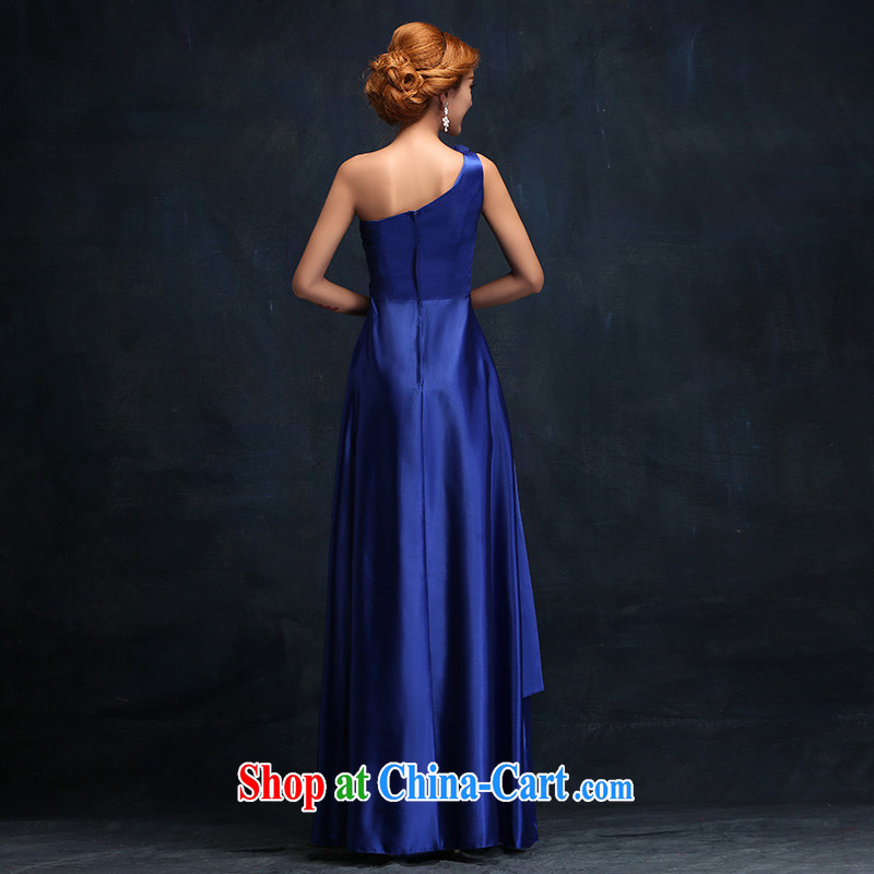 2015 new marriages, long blue single shoulder banquet show moderator dress is tailored to the customer, in accordance with Elizabeth Lin, shopping on the Internet