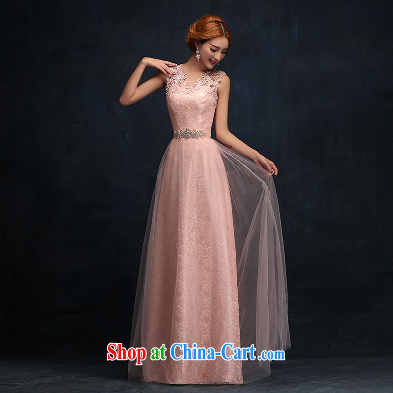 According to Lin Sa 2015 new stylish marriages served toast long dual-shoulder lace pink bridesmaid chair dress M, according to Lin, Elizabeth, and shopping on the Internet