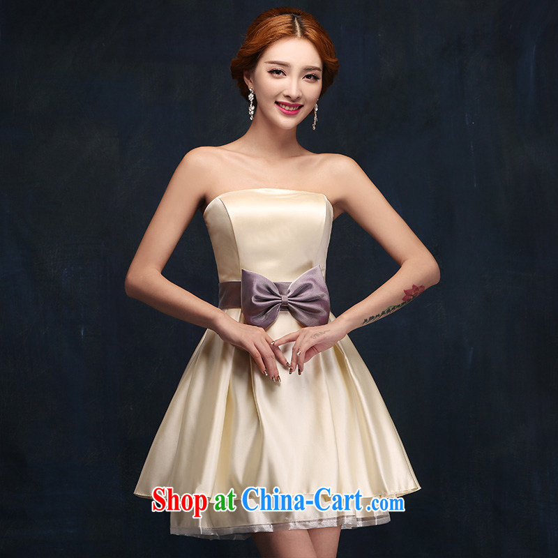 2015 new bridesmaid dress short bridal toast clothing wedding dresses small champagne butterfly Princess dress XL, according to Lin, Elizabeth, and shopping on the Internet