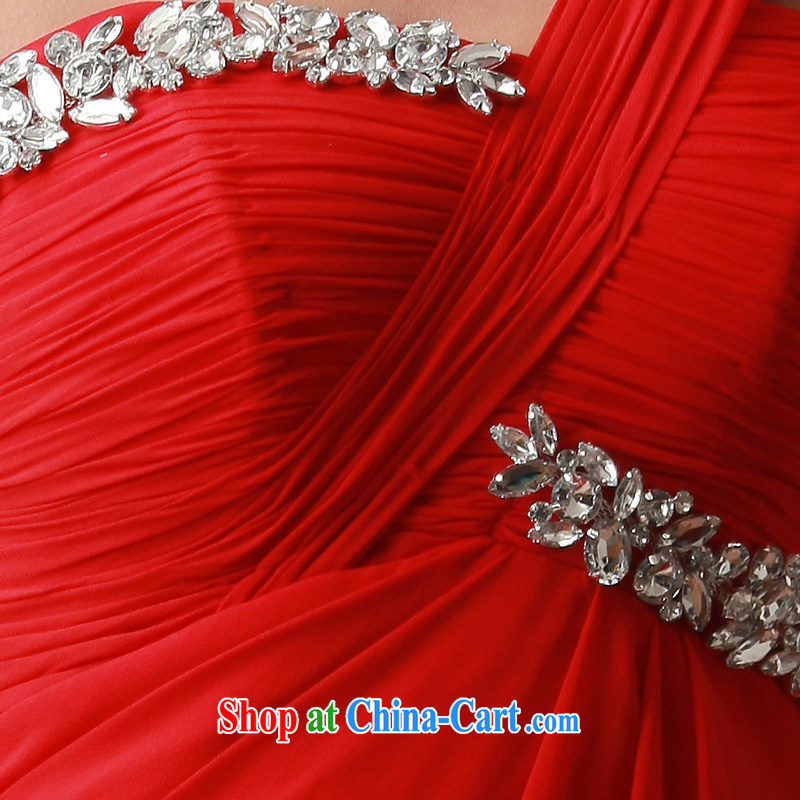 With the 2015 New Red silk confetti red sweet single shoulder long bridesmaid toast dinner dress red XL, AIDS, and, on-line shopping
