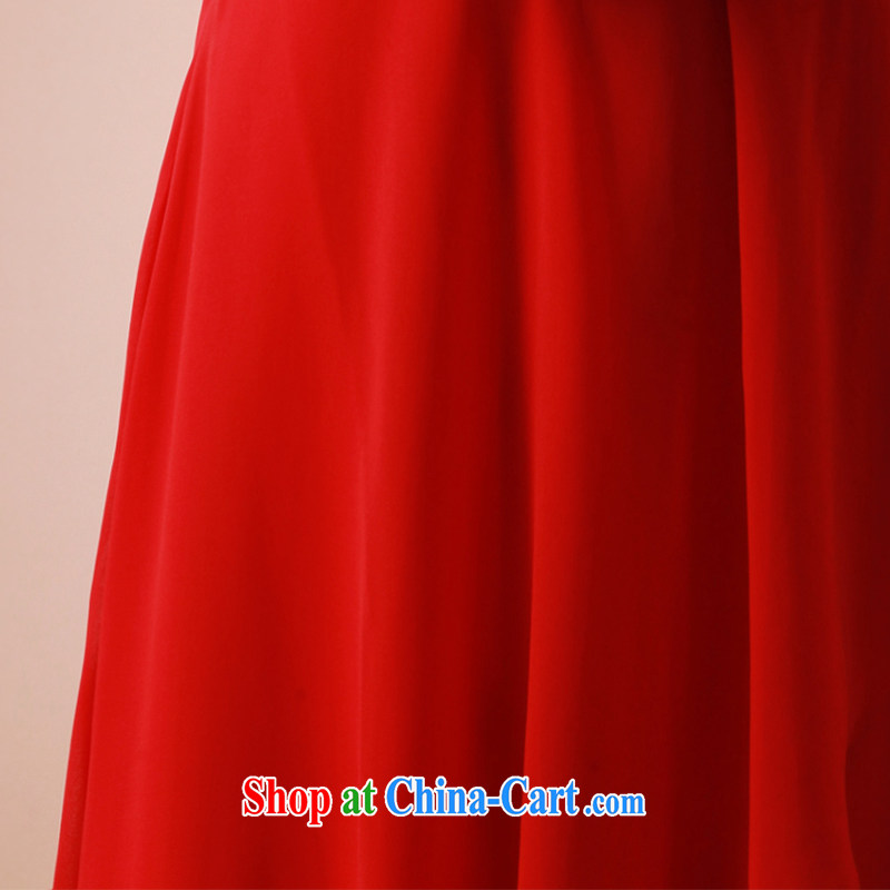 With the 2015 New Red silk confetti red sweet single shoulder long bridesmaid toast dinner dress red XL, AIDS, and, on-line shopping
