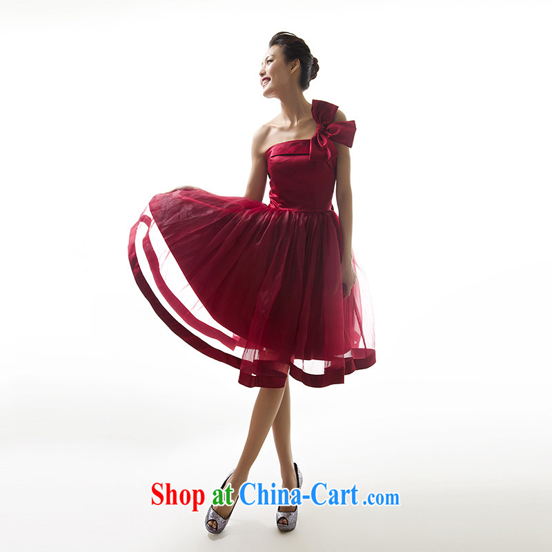 On the 2015 new Pui Shan single shoulder dress in wedding dresses bridal wedding dress snow beauty woven dress wine red L, AIDS, and shopping on the Internet