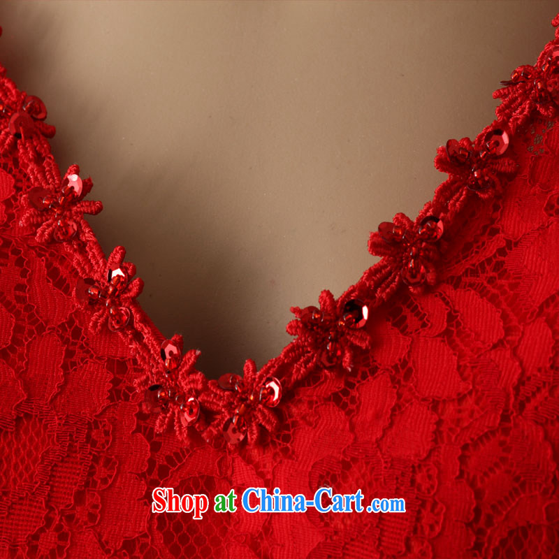 On the 2015 new wedding Yu Beauty Chinese improved red outfit small tail full lace crowsfoot marriage red L, AIDS, and shopping on the Internet