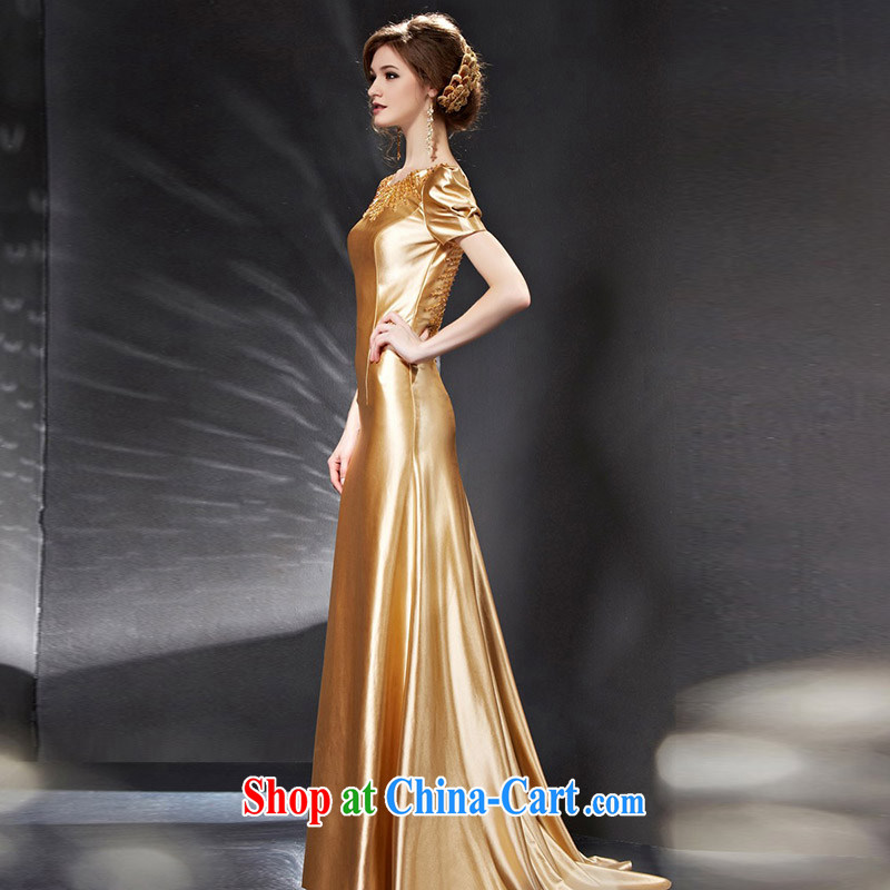Creative Fox Evening Dress 2015 new bride toast service banquet dress luxury gold long wedding dress annual meeting presided over 30,685 dresses picture color XXL, creative Fox (coniefox), online shopping