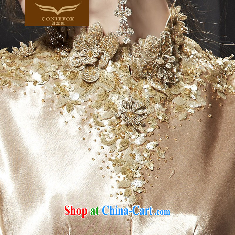 Creative Fox Evening Dress 2015 new graphics thin beauty evening dress dress luxury gold dress banquet toast serving girls long dress 82,035 picture color XXL, creative Fox (coniefox), online shopping