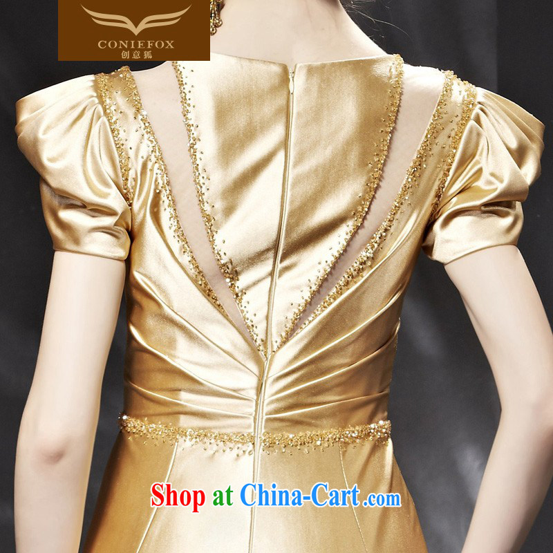 Creative Fox Evening Dress 2015 new luxury gold evening dress banquet toast serving long, cultivating bridesmaid dress high waist dress 82,053 picture color XXL, creative Fox (coniefox), online shopping