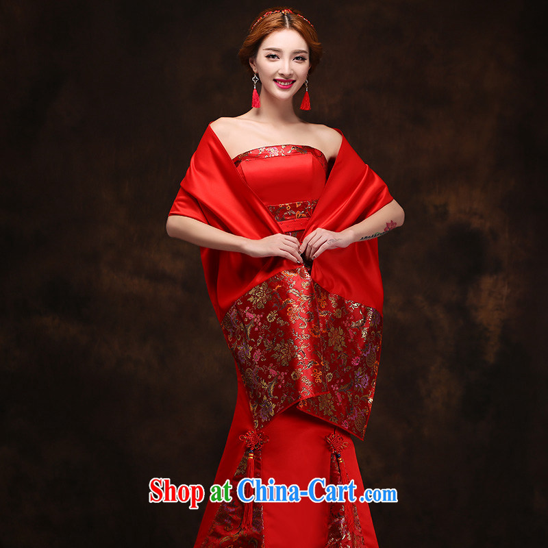 According to Lin Sa 2015 new autumn and winter clothing toast long red with a shawl wedding wedding dress bridal dresses evening dress is tailored to the customer, according to Lin, Elizabeth, and shopping on the Internet