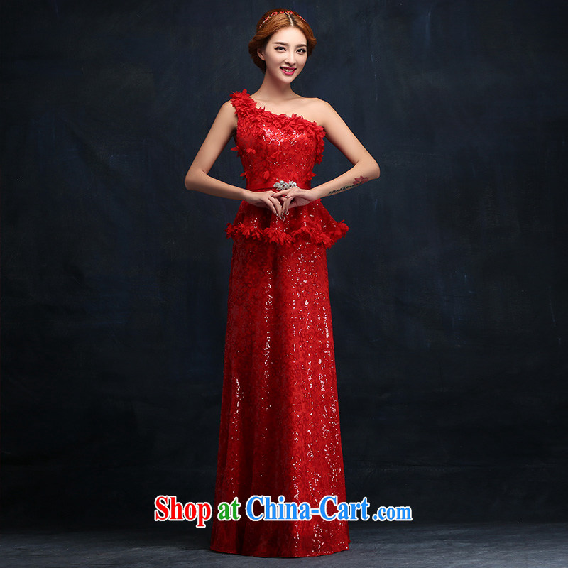 Toasting Service Bridal Fashion 2015 new wedding dresses red lace wedding dress long autumn and winter female XL