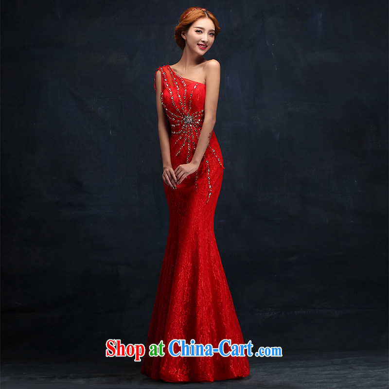 Winter 2015 NEW GRAPHICS thin dress stylish red bridal wedding dresses high toast serving long XL