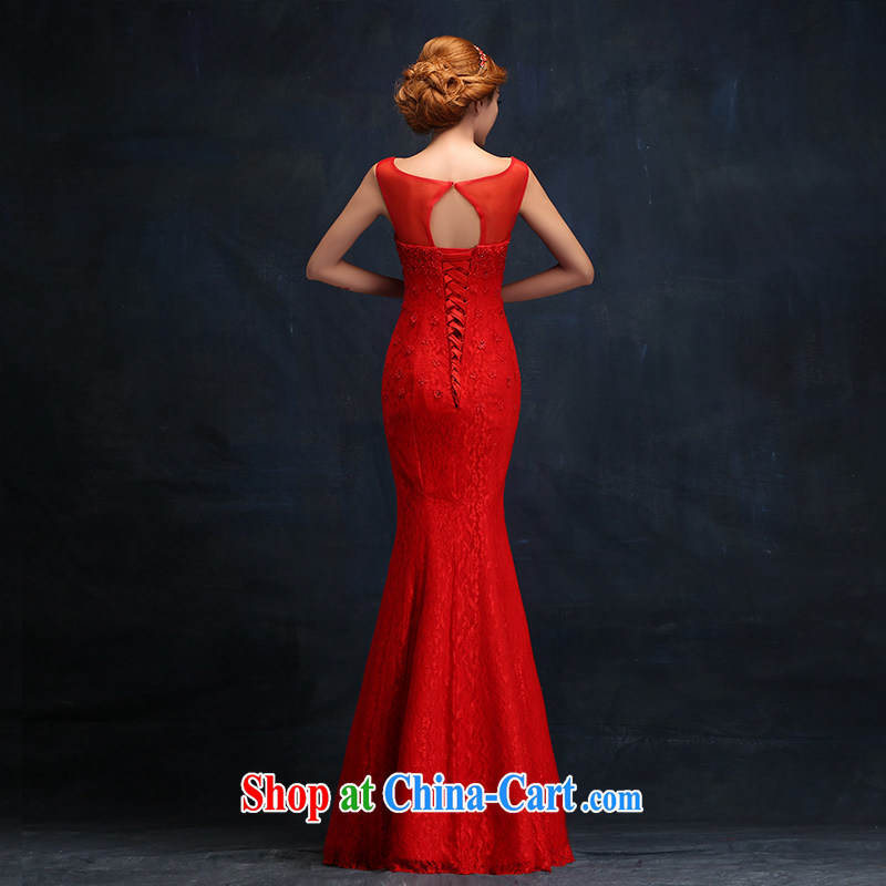2015 new wedding dresses package and crowsfoot bridal dresses, long a shoulder bows. Red lace dress XL, according to Lin, Elizabeth, and shopping on the Internet