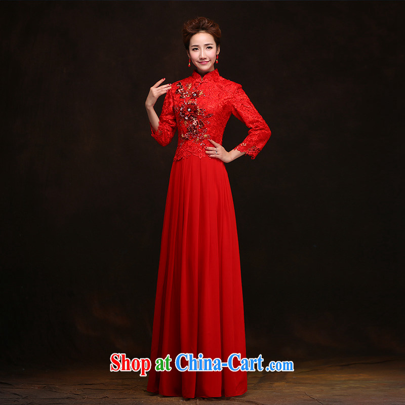 According to Lin Elizabeth toast winter clothes Bridal Fashion 2015 new, red wedding dresses fall long-sleeved Chinese Dress long XL beauty, according to Lin, Elizabeth, and shopping on the Internet