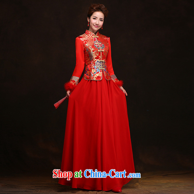Winter toast Service Bridal Fashion red 2015 new wedding dresses autumn and long-sleeved gown Sau Wo service Phoenix XL use, according to Lin, Elizabeth, and shopping on the Internet