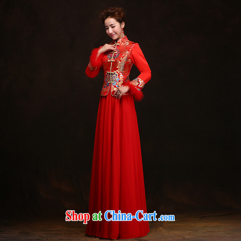 Winter toast Service Bridal Fashion red 2015 new wedding dresses autumn and long-sleeved gown Sau Wo service Phoenix XL use, according to Lin, Elizabeth, and shopping on the Internet
