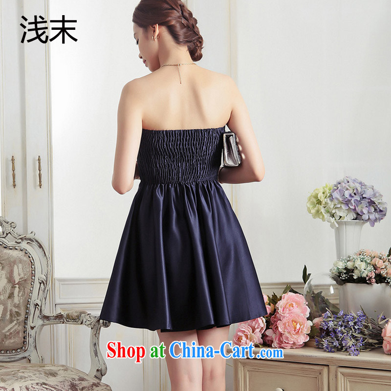 Light (at the end QIAN MO) sweet Princess Mary Magdalene wrinkled chest parquet drill bow-tie small dress A-dress skirts dresses 3376 dark blue, code, light, dress, and shopping on the Internet