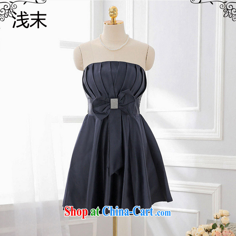Light (at the end QIAN MO) sweet Princess Mary Magdalene wrinkled chest parquet drill bow-tie small dress A-dress skirts dresses 3376 dark blue, code, light, dress, and shopping on the Internet