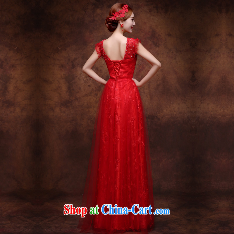 Sophie AIDS more than 2015 summer bridal toast serving double-shoulder wedding dress long red V style binding with cultivating the code inserts drill dress female Red L, Sophie than AIDS (SOFIE ABBY), online shopping