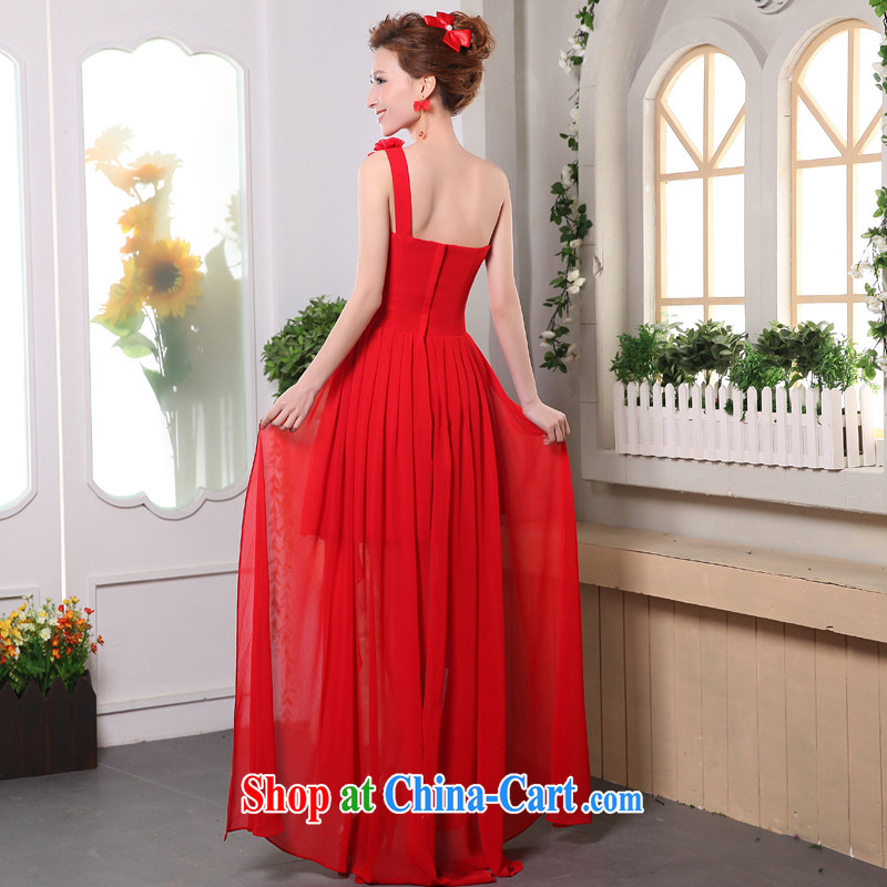 Sophie AIDS more than 2015 new summer single shoulder dress short before long bridal dresses serving toast bridesmaid dress short, small banquet dress dancing girl red XXL, than AIDS (SOFIE ABBY), online shopping