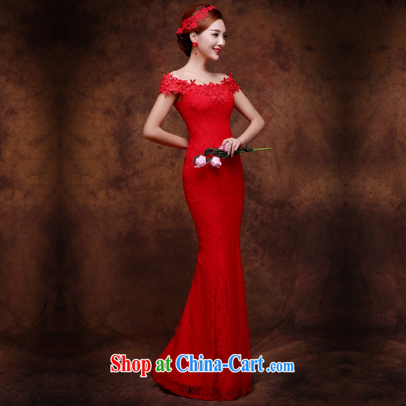 Sophie HIV than toasting service bridal gown style 2015 new summer wedding dresses red lace bows serving the Field shoulder crowsfoot long marriage dress red XXL, Abby (SOFIE ABBY), online shopping