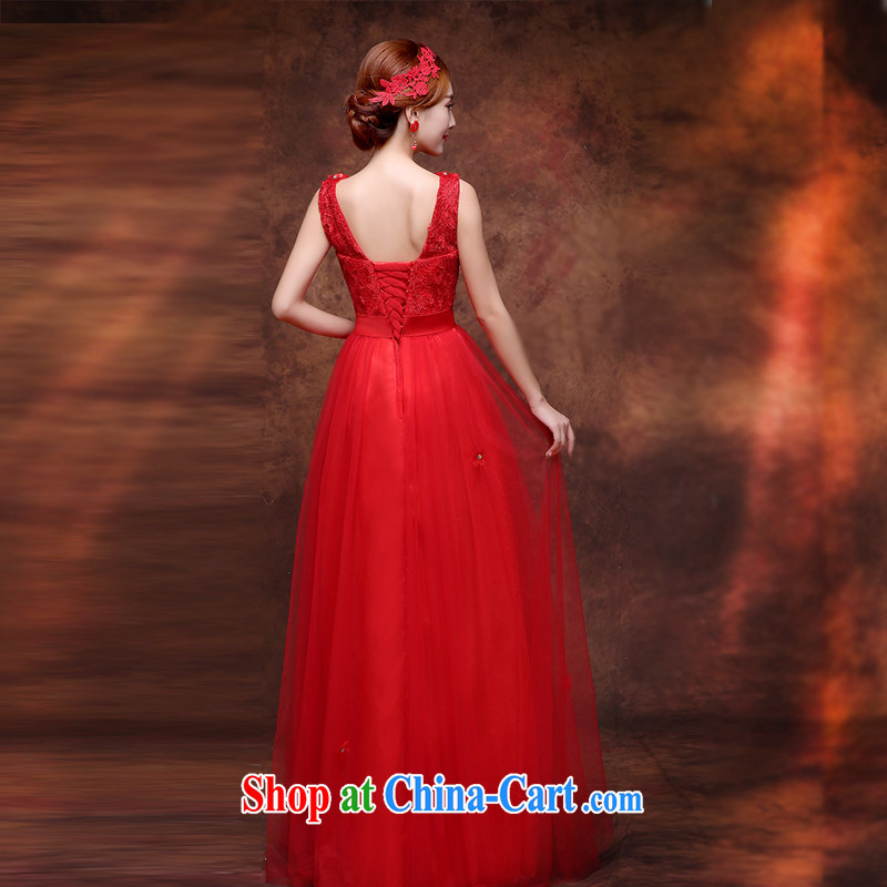 The Vanessa toast Service Bridal 2015 new marriage wedding dresses red long strap dress shoulders the code beauty graphics thin banquet dress summer autumn female Red XXL (fashion round collar beauty graphics thin), the Vanessa (Pnessa), online shopping
