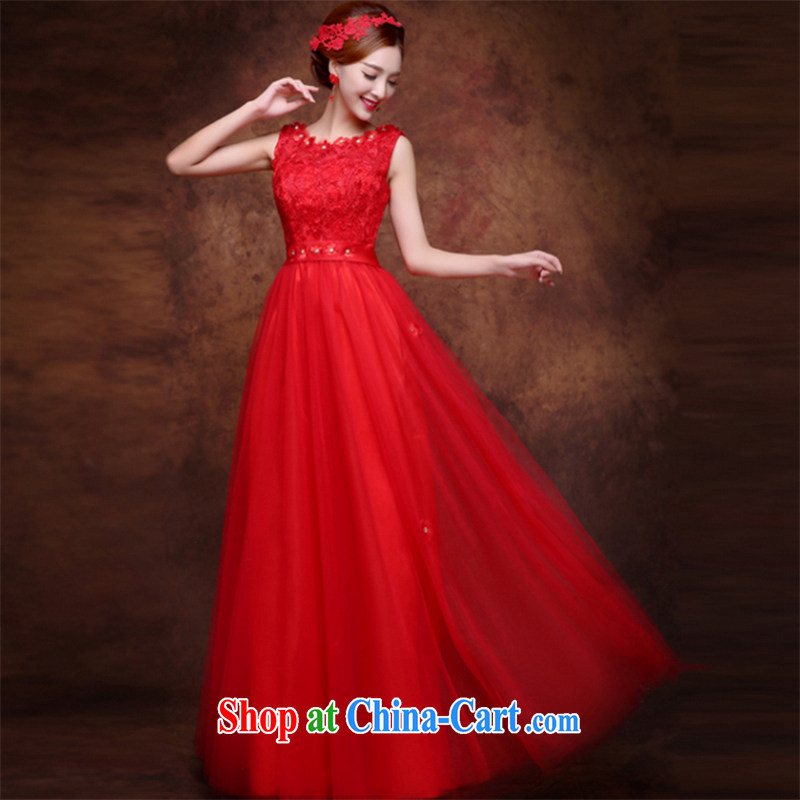 The Vanessa toast Service Bridal 2015 new marriage wedding dresses red long strap dress shoulders the code beauty graphics thin banquet dress summer autumn female Red XXL (fashion round collar beauty graphics thin), the Vanessa (Pnessa), online shopping
