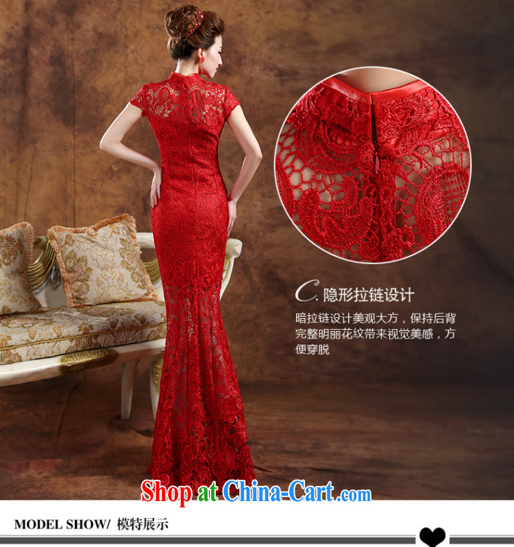 The Vanessa toast service 2015 new Korean version at Merlion dress bridal wedding dress red lace long dress zipper beauty banquet dress summer female Red XXL (the necklace earrings) pictures, price, brand platters! Elections are good character, the national distribution, so why buy now enjoy more preferential! Health