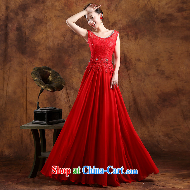 The Vanessa bridal toast clothing summer 2015 new Korean wedding dresses marriage shoulders lace long banquet dress red zipper dresses beauty female Red XXL (three-dimensional crop cultivation video thin) and Vanessa (Pnessa), online shopping