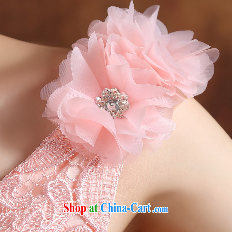 The Vanessa bridesmaid clothing summer 2015 new wedding bridesmaid clothing stylish evening dress pink lace dress beauty skirt tied with short, accompanied by his wife who graduated from ball pink L (shoulder wiped his chest micro-terrace, sense) and Vane
