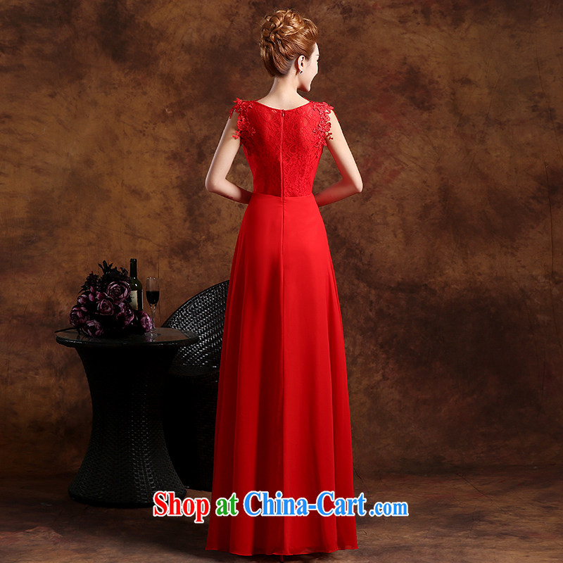 The Vanessa toast Service Bridal Fashion summer 2015 new bride wedding dress red long alignment to dress zipper cultivating shoulders banquet dress red L (red lace elegant comfort, Vanessa (Pnessa), online shopping