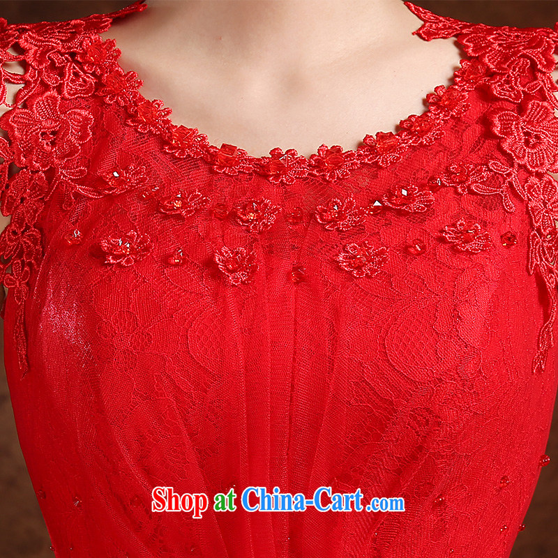The Vanessa toast Service Bridal Fashion summer 2015 new bride wedding dress red long alignment to dress zipper cultivating shoulders banquet dress red L (red lace elegant comfort, Vanessa (Pnessa), online shopping