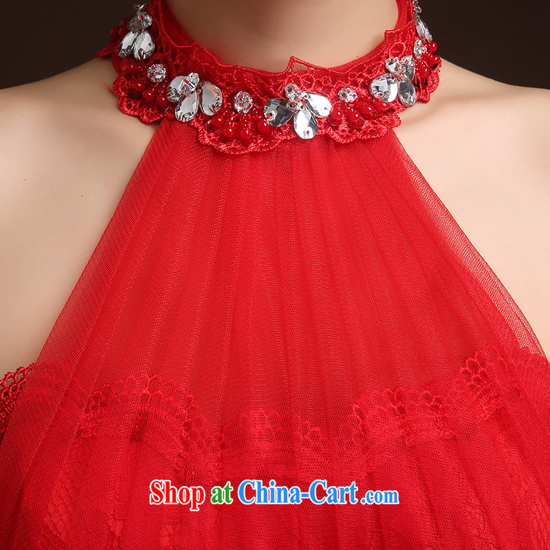The Vanessa summer 2015 new marriages wedding dresses red toast clothing lace dress high waist zip beauty banquet dress long dress at Merlion red M (high lace elegant comfort, Vanessa (Pnessa), online shopping