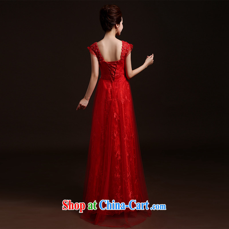 The Vanessa bridal toast clothing summer 2015 new stylish wedding dress red long dress shoulders V collar strap beauty graphics thin dress red L (intimate tie-up three-dimensional lumbar) and Vanessa (Pnessa), online shopping