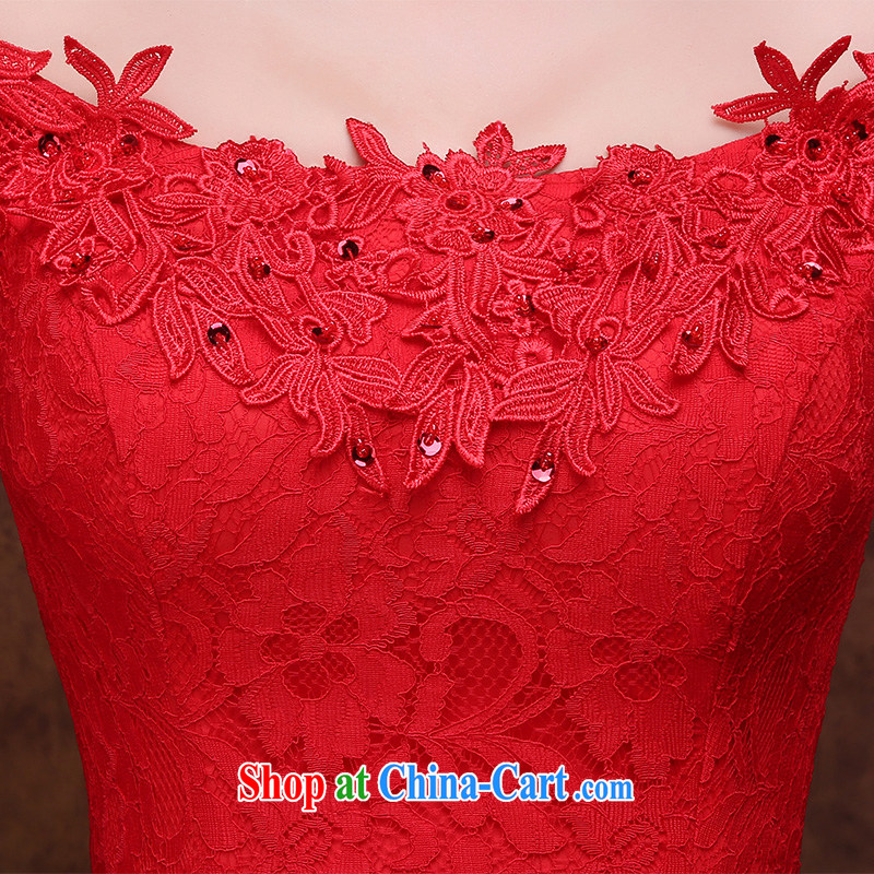 The Vanessa summer 2015 toast Service Bridal wedding dress red crowsfoot long a field shoulder lace tie-cultivating larger Annual Meeting banquet dress red XL (high lace elegant comfort, Vanessa (Pnessa), online shopping