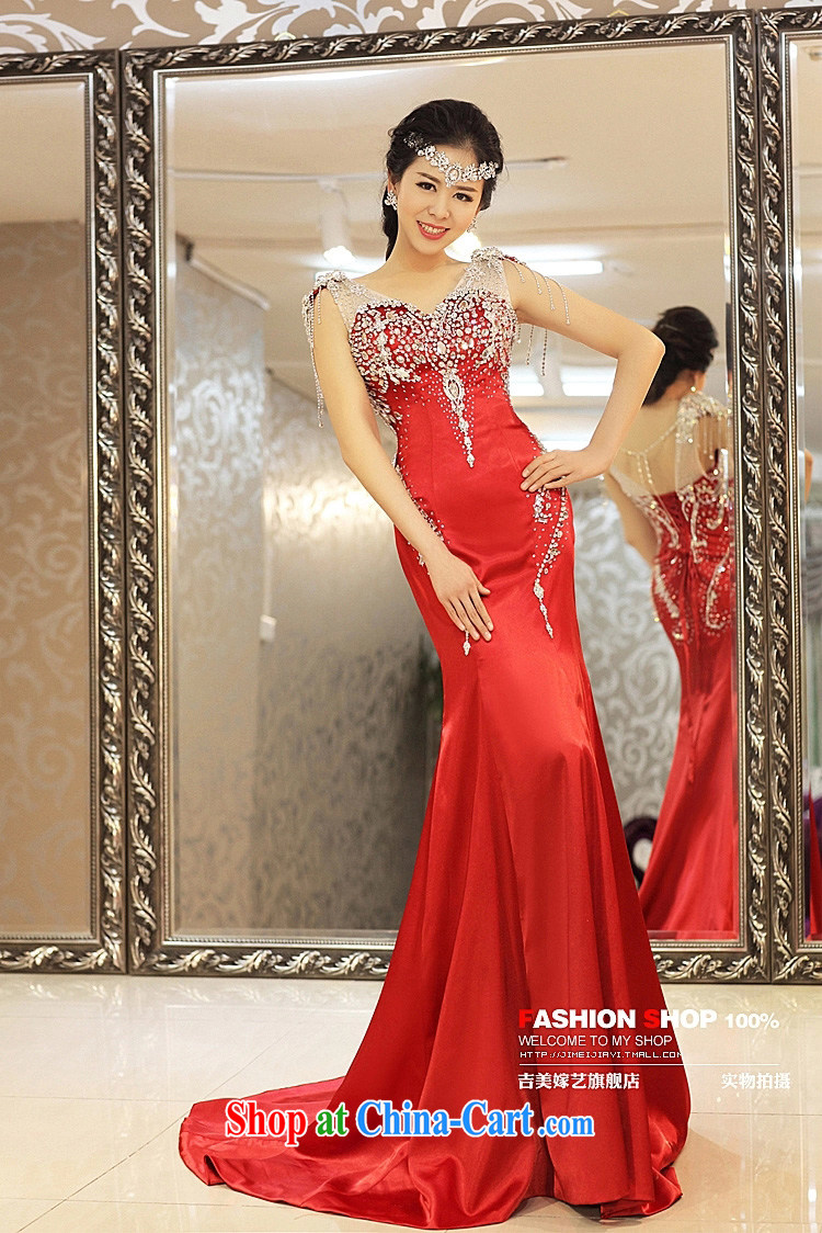 wedding dresses Jimmy married arts 2015 new shoulders Korean tail 971 luxury water drilling bridal dresses red XL pictures, price, brand platters! Elections are good character, the national distribution, so why buy now enjoy more preferential! Health