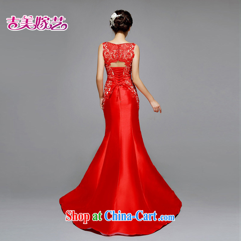 Jimmy married arts wedding dresses 2015 new Korean double-shoulder crowsfoot lace-tail 7565 red bridal gown no drill XL, Jimmy married arts, shopping on the Internet
