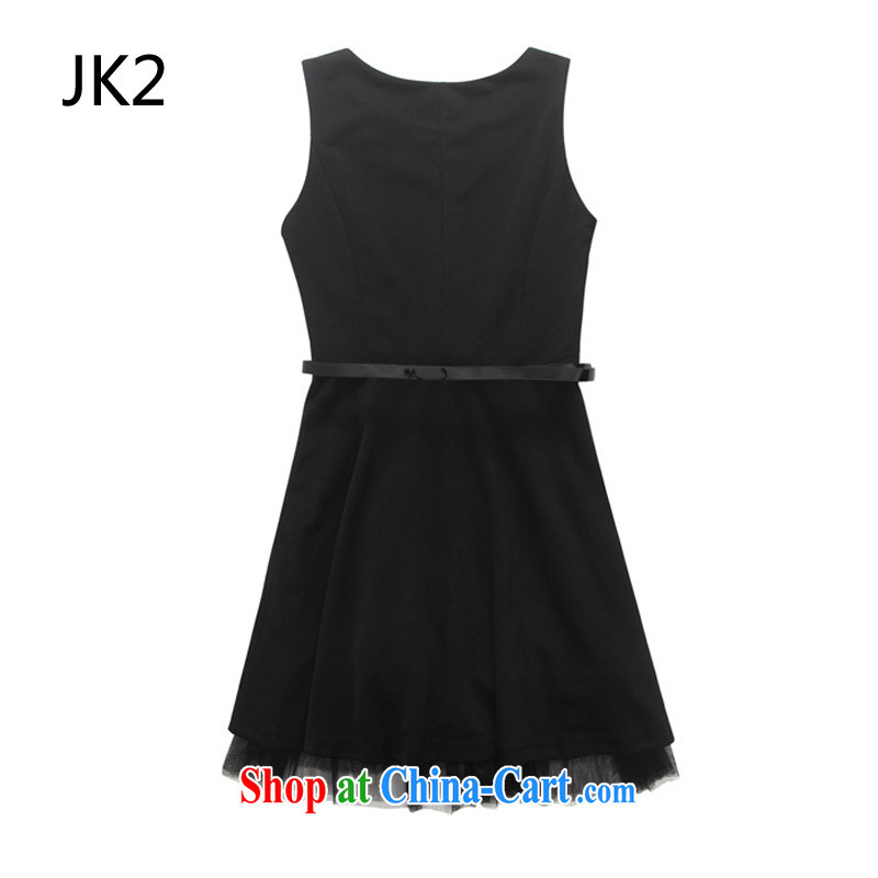 Korean black round-collar, shoulder vest skirt video thin solid skirt the large code dress dresses (with belt) JK 2 9920 black XXXL, JK 2. YY, shopping on the Internet