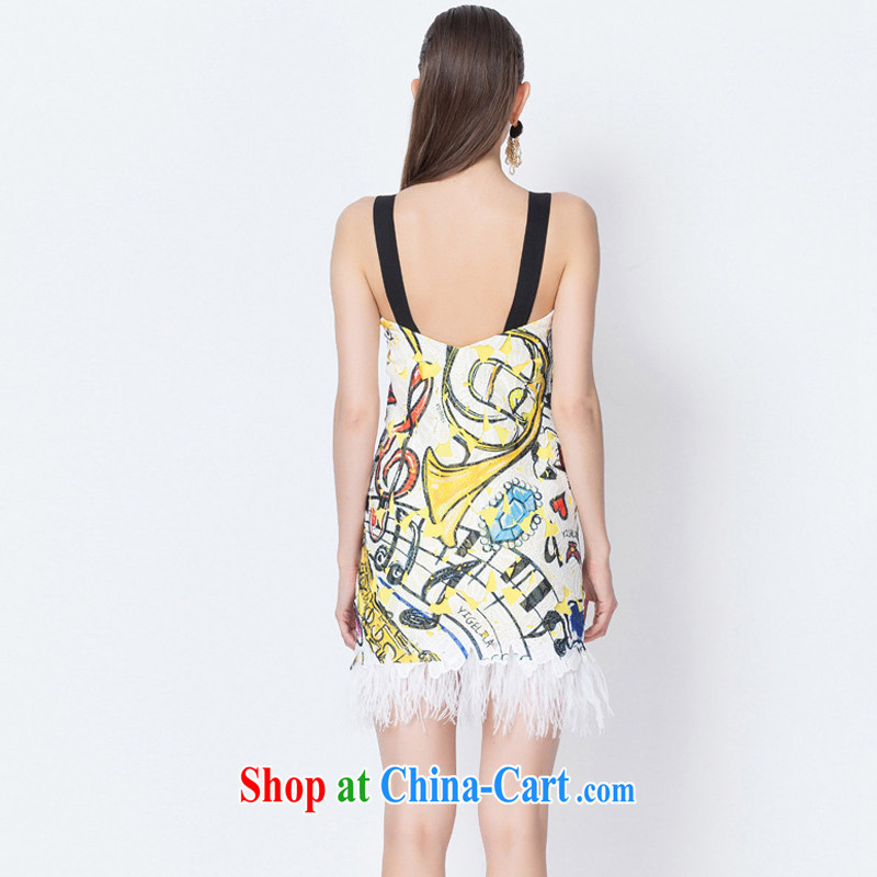 Yi Ge Theo-Ben Gurirab of Yuan dress skirt hanging feathered beauty graphics thin dress dresses silhouette stamp 6605 L, Yi Ge lire (YIGELILA), online shopping