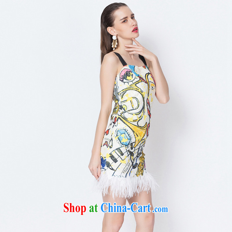 Yi Ge Theo-Ben Gurirab of Yuan dress skirt hanging feathered beauty graphics thin dress dresses silhouette stamp 6605 L, Yi Ge lire (YIGELILA), online shopping