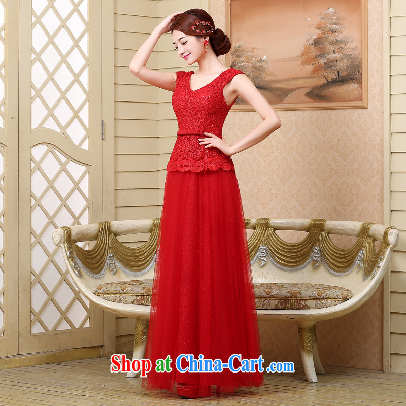 7 color 7 tone 2015 bridal toast clothing Evening Dress new stylish shoulders cultivating long gown wedding L 024 red M, 7 color 7 tone, and shopping on the Internet