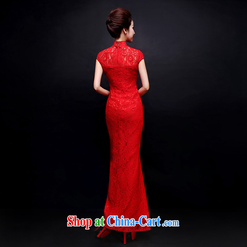 Ms Audrey EU Qi 2015 summer new brides with marriage dresses retro lace bows Service Improvement crowsfoot long red red XL, Qi wei (QI WAVE), online shopping