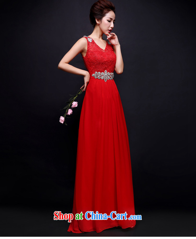 Qi wei bridal dresses 2015 new summer long red wedding toast service lace shoulders Deep V dress long evening dress red XL pictures, price, brand platters! Elections are good character, the national distribution, so why buy now enjoy more preferential! Health