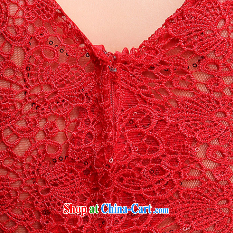 Qi wei bridal dresses 2015 new summer long red wedding toast service lace shoulders Deep V dress long evening dress red XL, Qi wei (QI WAVE), online shopping