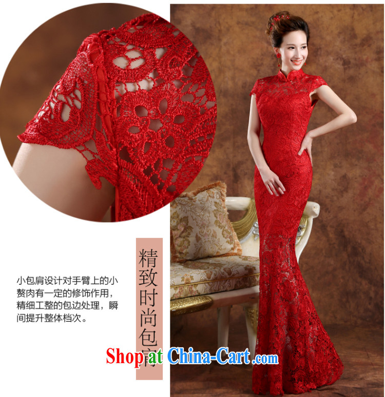 Sophie AIDS nowhere than serving stylish summer 2015 New Red dress long crowsfoot cultivating a qipao field shoulder bridal wedding dress uniform toast red M pictures, price, brand platters! Elections are good character, the national distribution, so why buy now enjoy more preferential! Health