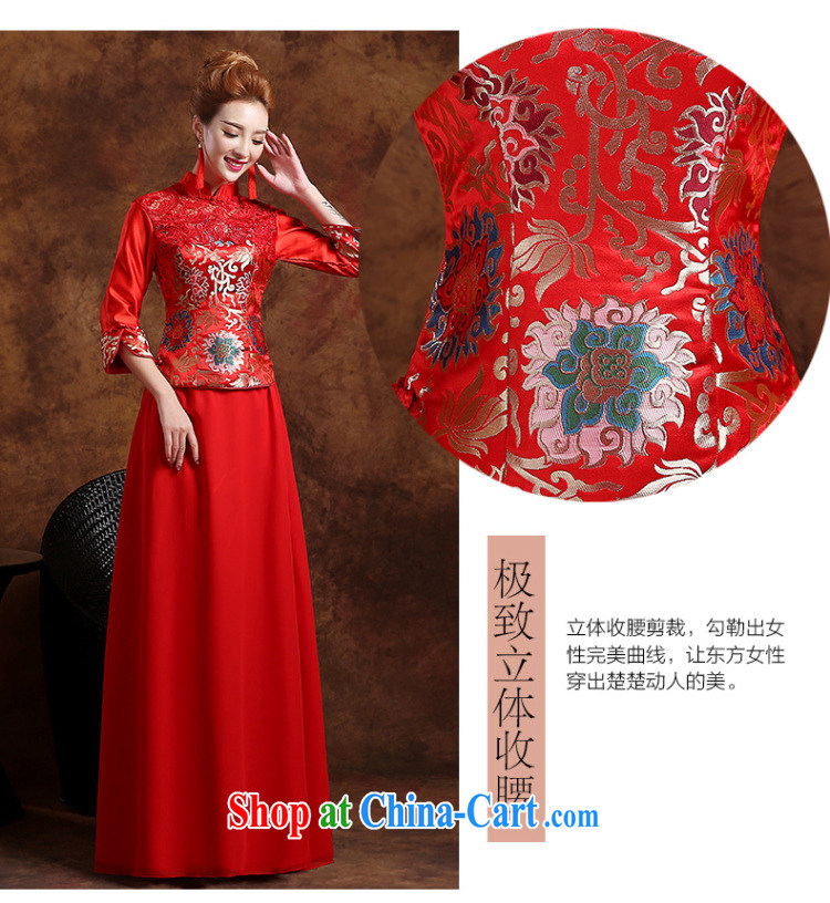 Wei Qi 2015 new marriages improved cheongsam stylish summer toast long-sleeved clothing Chinese wedding dress red XXL pictures, price, brand platters! Elections are good character, the national distribution, so why buy now enjoy more preferential! Health