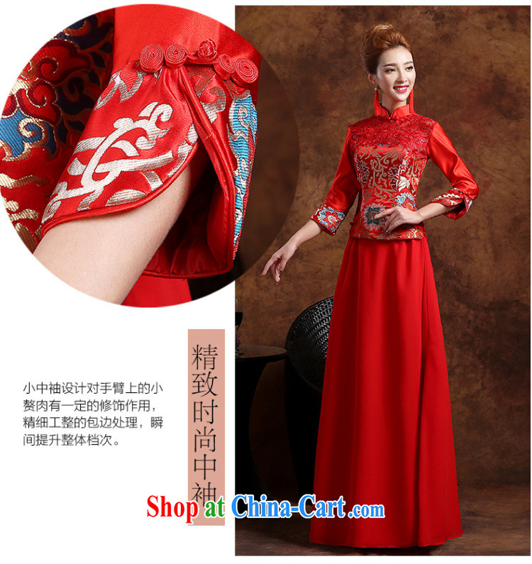 Wei Qi 2015 new marriages improved cheongsam stylish summer toast long-sleeved clothing Chinese wedding dress red XXL pictures, price, brand platters! Elections are good character, the national distribution, so why buy now enjoy more preferential! Health