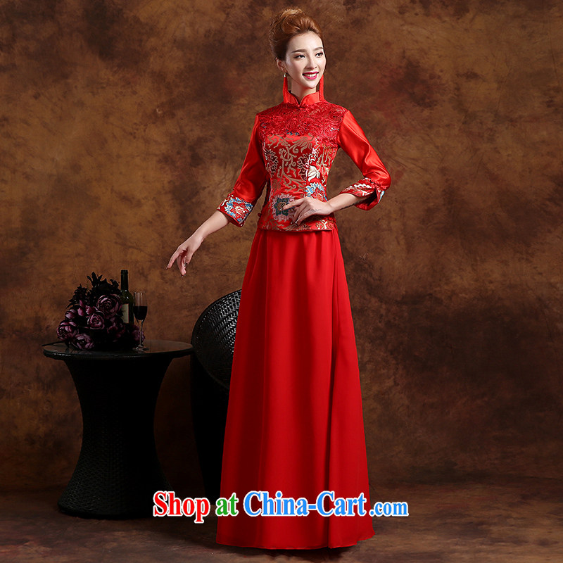 Wei Qi 2015 new marriages improved cheongsam stylish summer toast long-sleeved clothing Chinese wedding dress red XXL Qi, Ms Audrey EU Yuet-mee, QI WAVE), online shopping