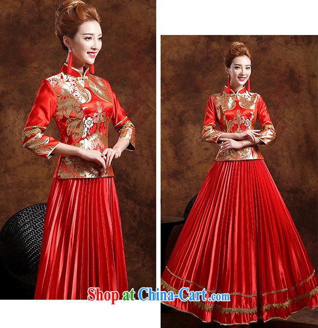 Wei Qi 2015 spring and summer new wedding dresses bridal wedding toast service improved cheongsam long-sleeved style improved red XXL pictures, price, brand platters! Elections are good character, the national distribution, so why buy now enjoy more preferential! Health