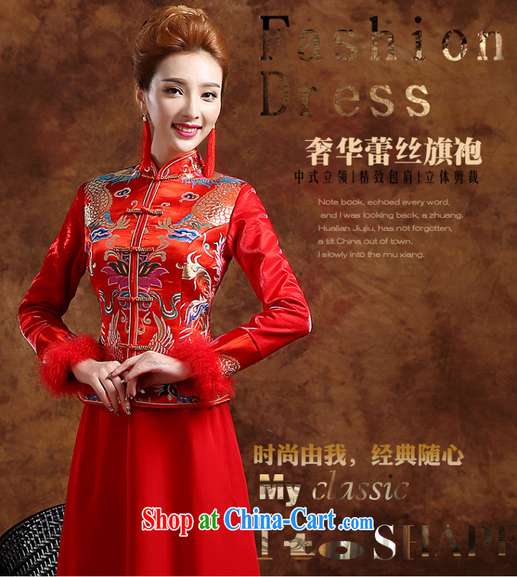 Wei Qi 2015 new wedding dresses summer wear long-sleeved long marriages served toast retro improved cheongsam Chinese high quality fabric female Red XXL pictures, price, brand platters! Elections are good character, the national distribution, so why buy now enjoy more preferential! Health