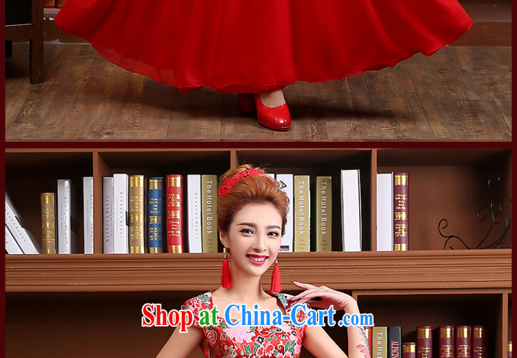 Qi wei served toast summer 2015 new bridal dresses long dresses red wedding toast clothing retro beauty dress square collar ball red L pictures, price, brand platters! Elections are good character, the national distribution, so why buy now enjoy more preferential! Health